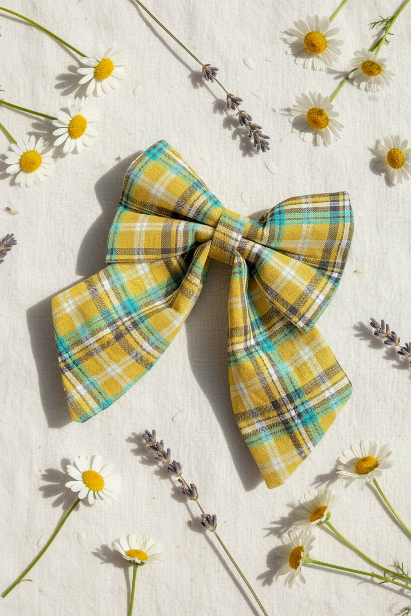 Heritage Hound Sailor Bow - Yellow Plaid