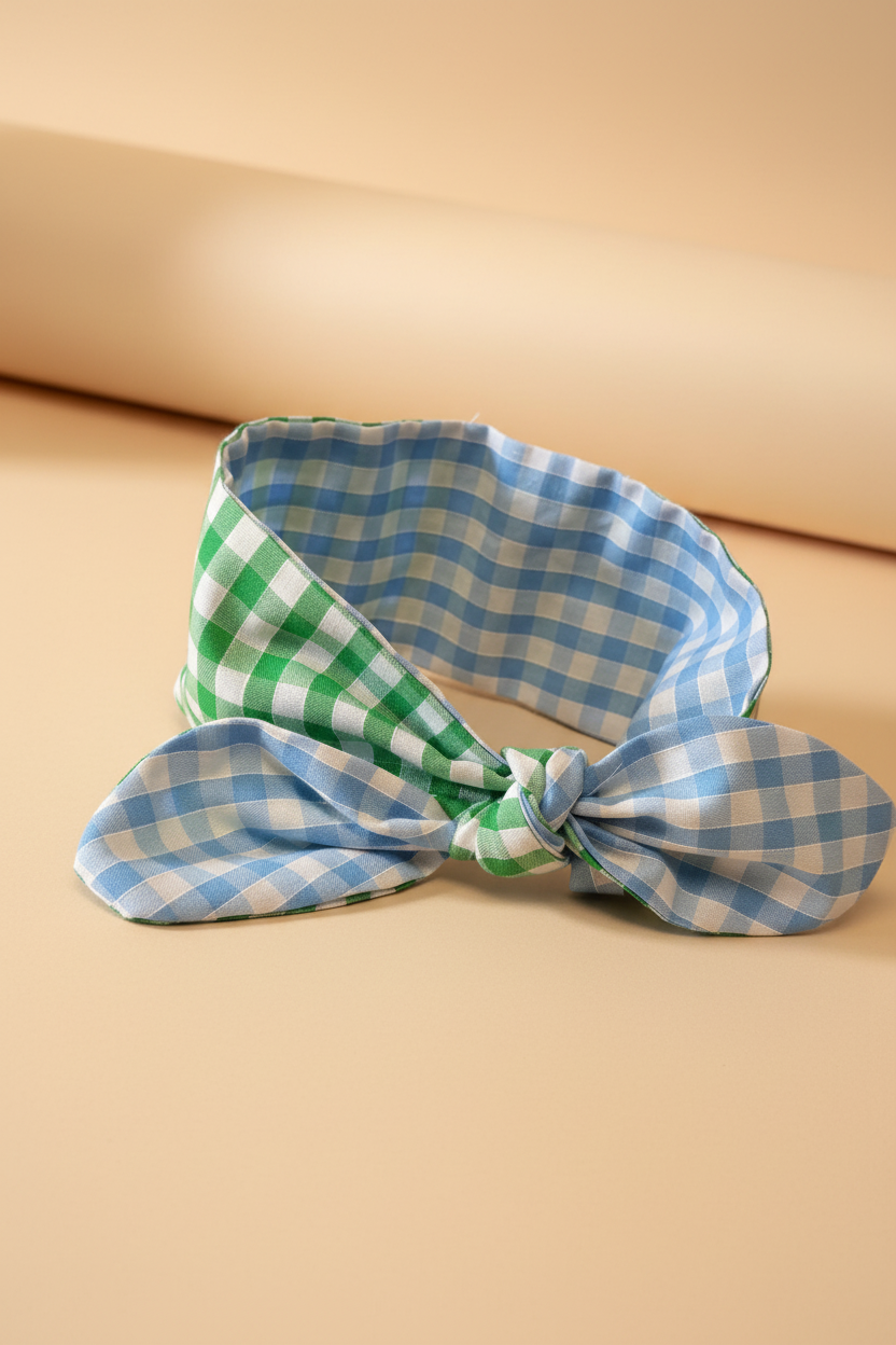 Our Bestselling Picnic Pals - Reversible Gingham Dog Neckerchief - Green & Blue