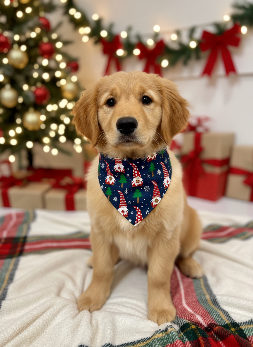 Gnome Christmas Bandana - Navy