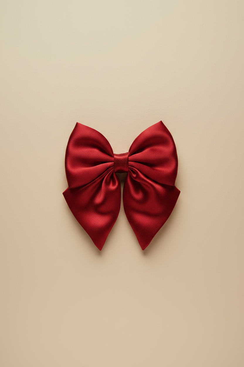 Little Satin Rambler Bow - Burgundy