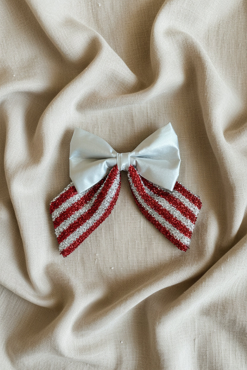 Tiding & Tartan - Candy Cane Sparkle Sailor Bow