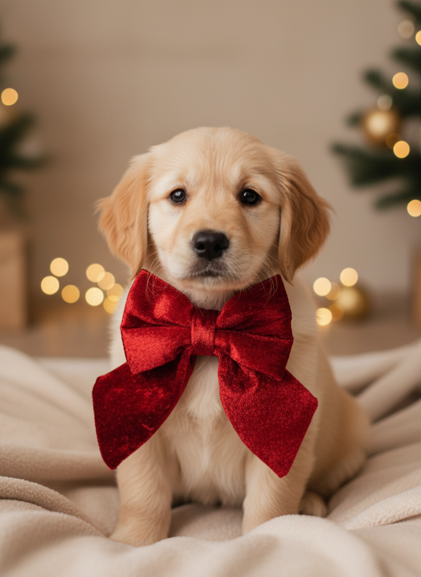 Crushed Velvet Sailor Bow – Ruby Red