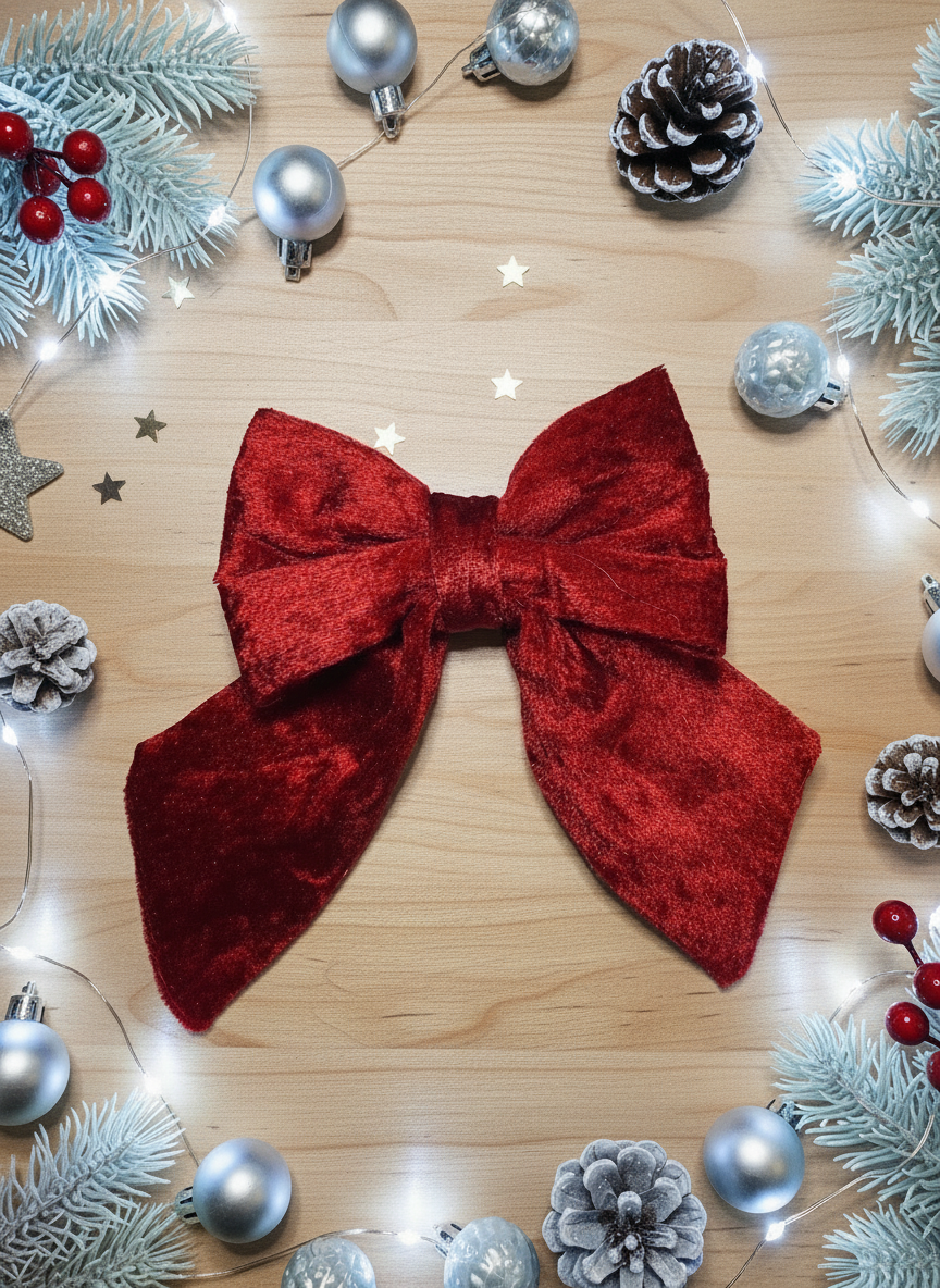 Crushed Velvet Sailor Bow – Burgundy