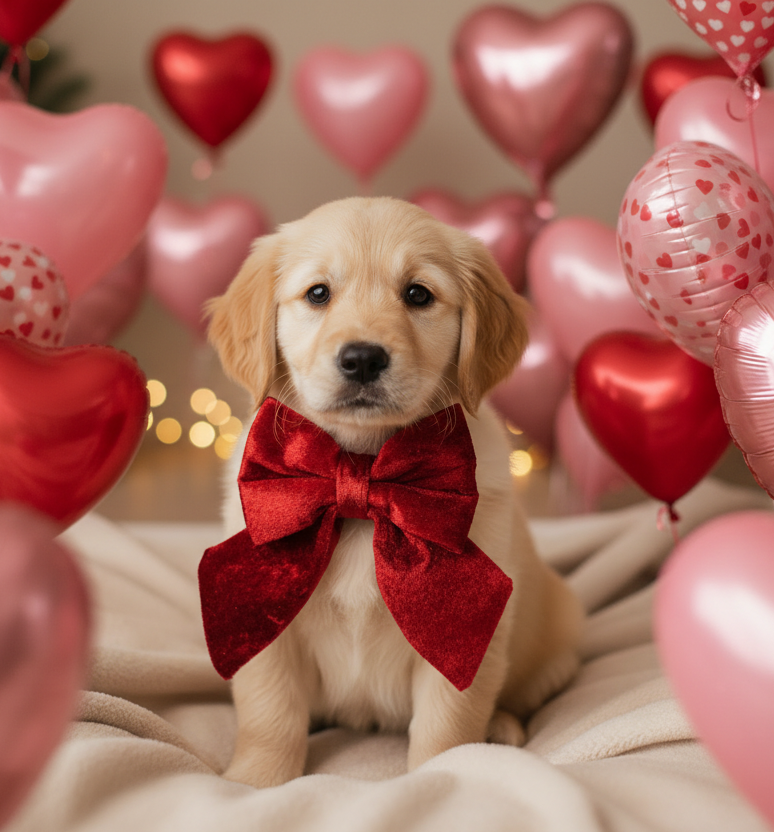 Crushed Velvet Sailor Bow – Ruby Red