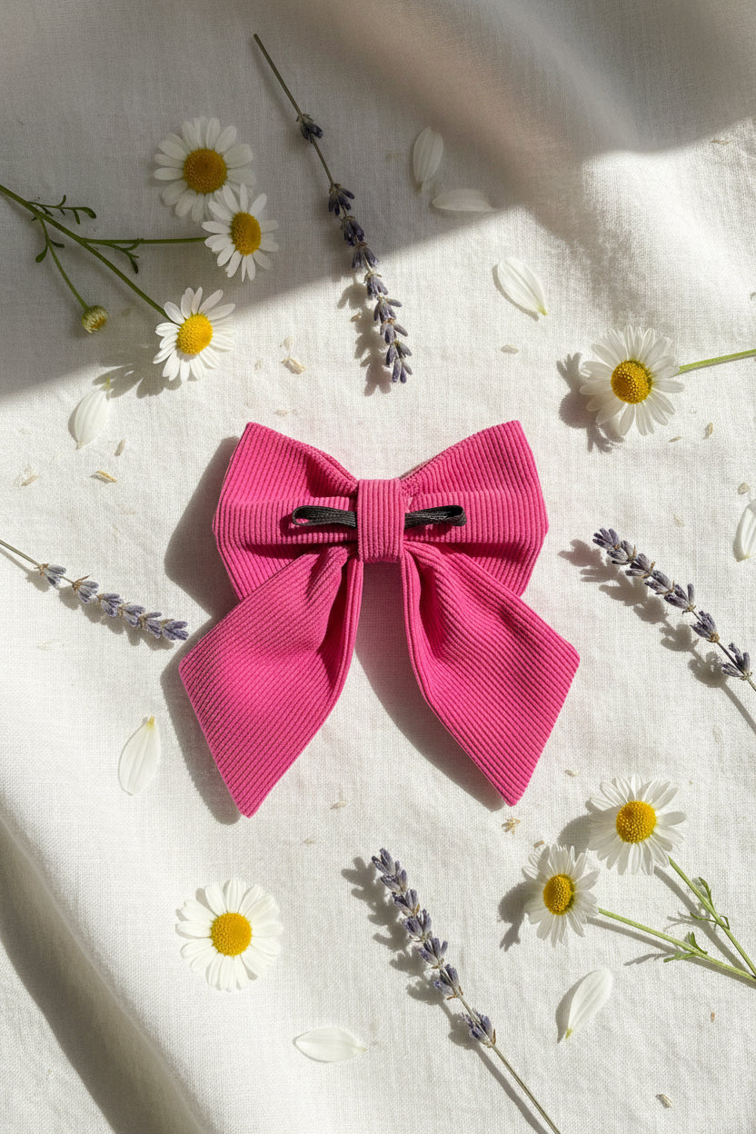 Everyday Corduroy Sailor Bow - Hot Pink