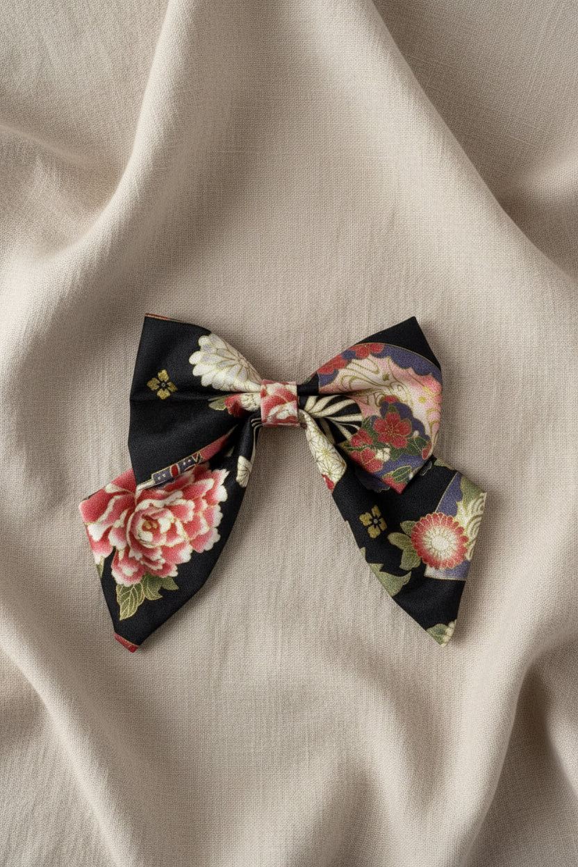 Japanese Floral Dog Sailor Bow