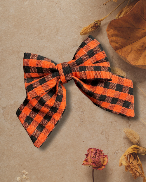 *RESTOCK COMING SOON* Heritage Hound Sailor Bow - Orange Check