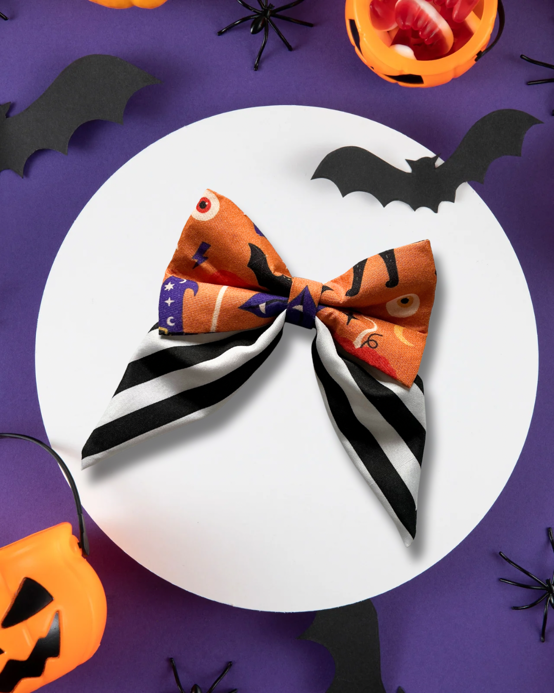 Orange Halloween Fang Tail Sailor Bow