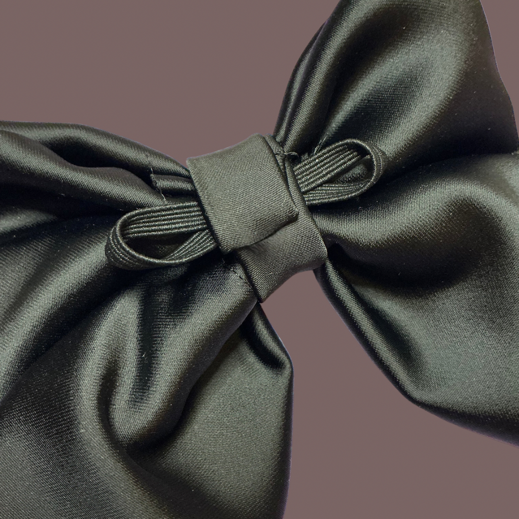 Stretch Satin Luxe Sailor Bow - Black