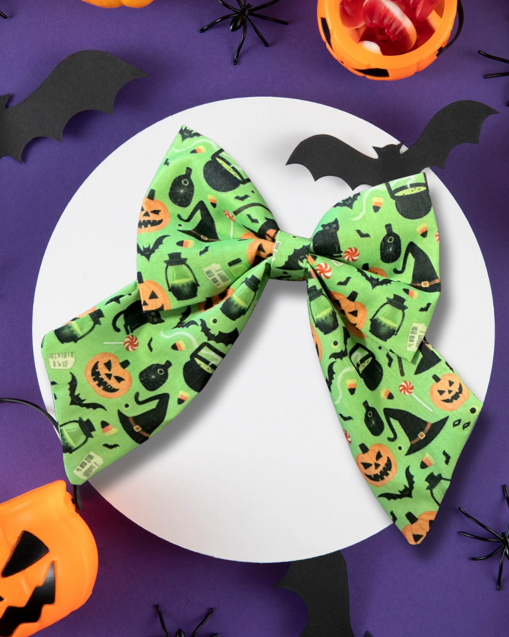 Green Halloween Sailor Bow