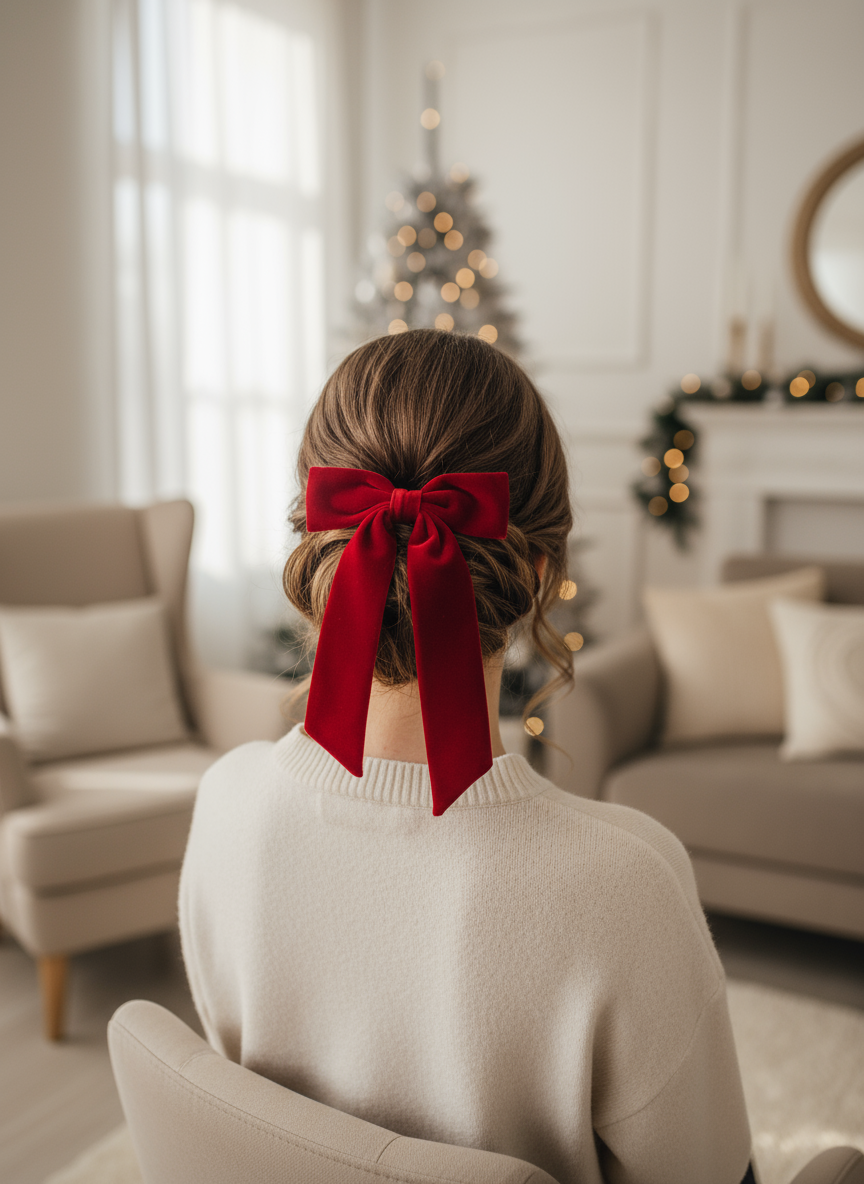 Red Velour Hair Bow