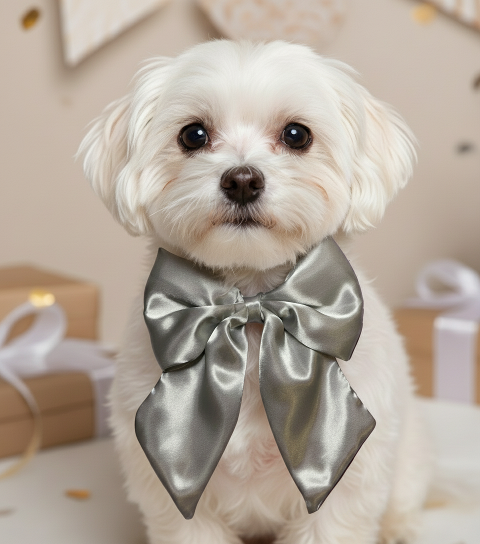 Satin Luxe Sailor Bow - Silver