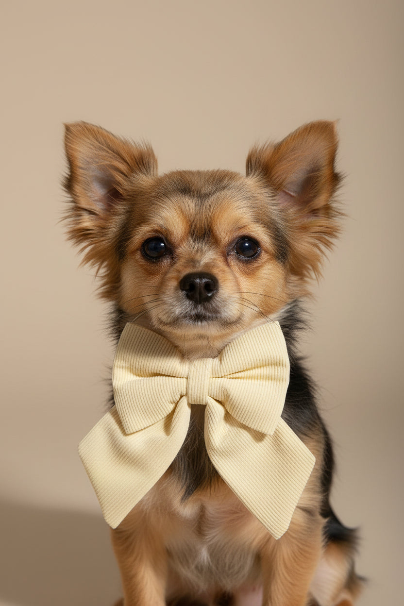 Buttercream Corduroy Sailor Bow