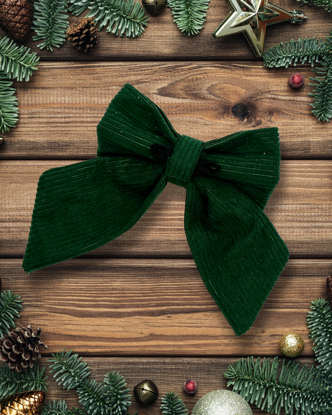 Dark Green Corduroy Sailor Bow