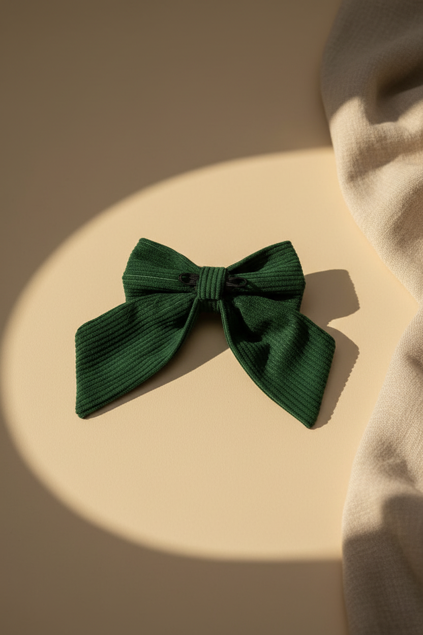 Dark Green Corduroy Sailor Bow