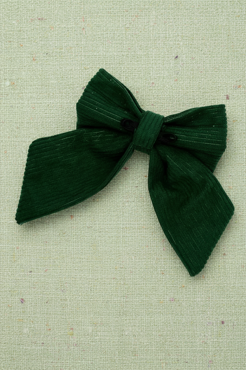 Dark Green Corduroy Sailor Bow