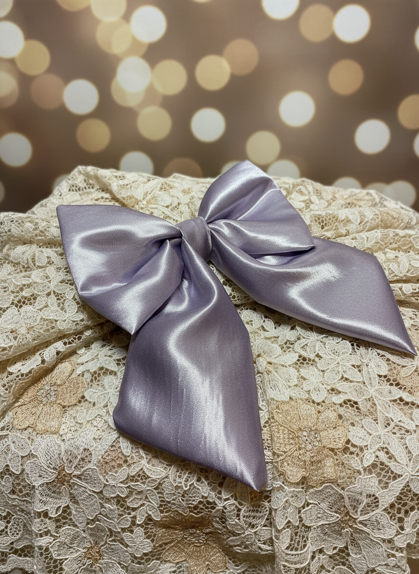 Satin Luxe Sailor Bow - Lilac
