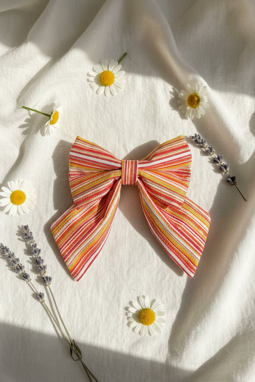Sunset Stripe Dog Sailor Bow