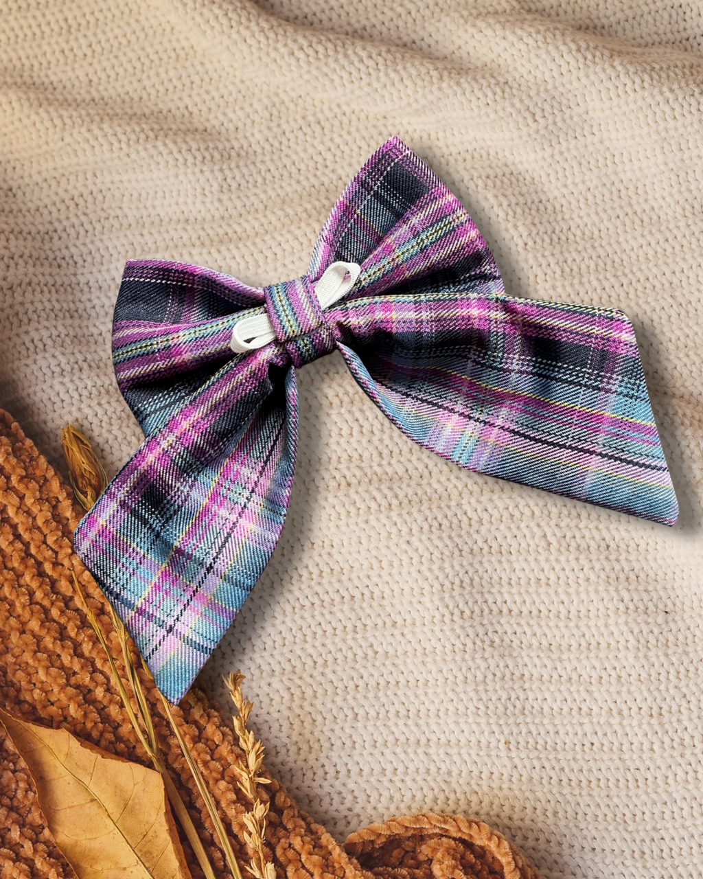 Heritage Hound Sailor Bow - Purple Plaid
