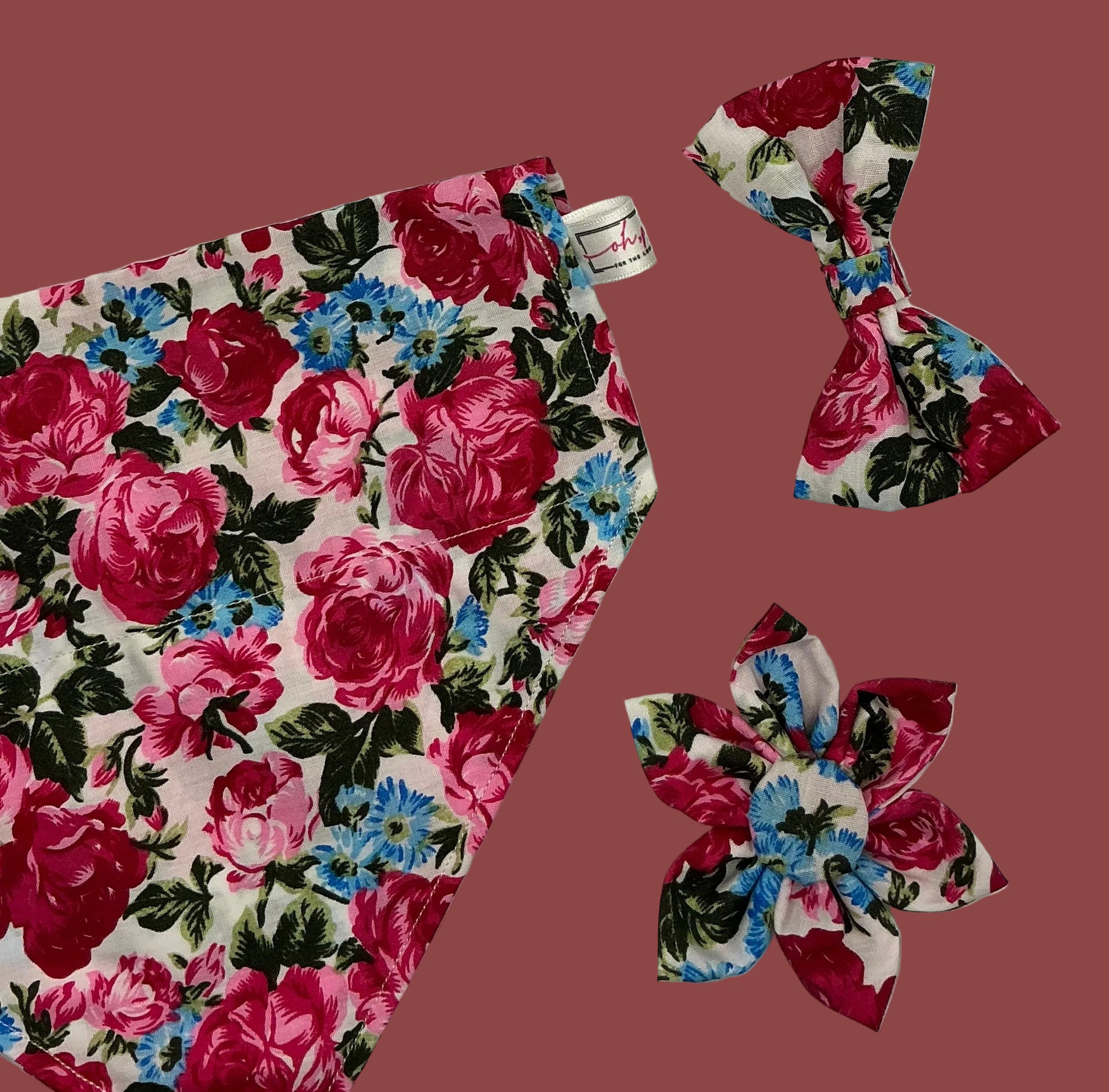 Fur-tastic Florals Pink Bow Tie