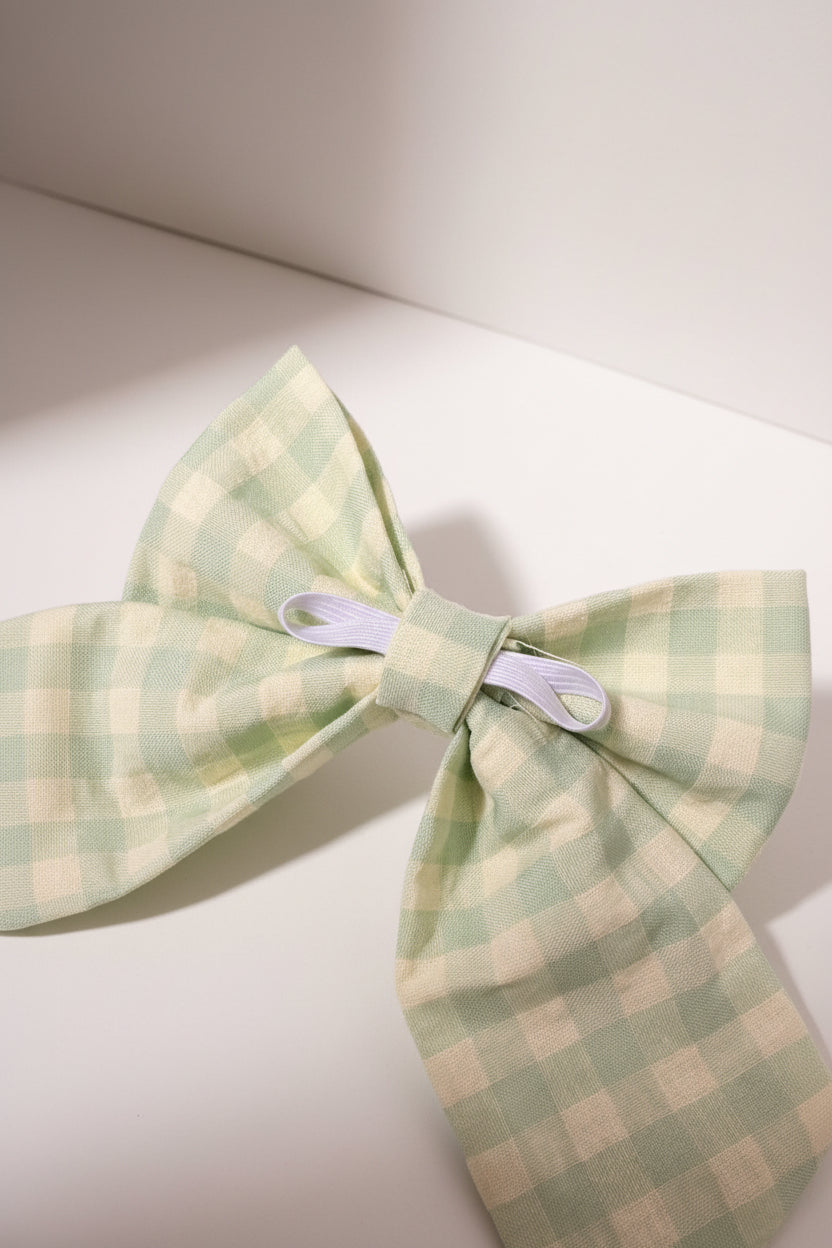 Picnic Pals - Sage Gingham Sailor Bow