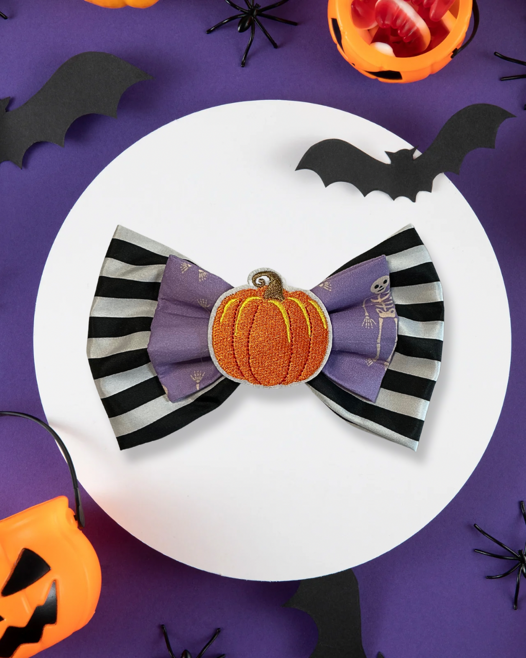 Black & White Oversized Pumpkin Patch Bow
