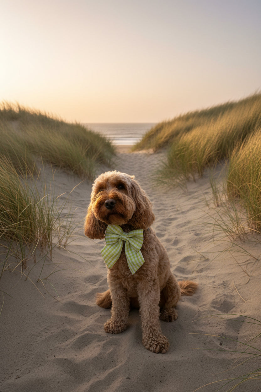 Picnic Pals - Lime Strut Dog Sailor Bow
