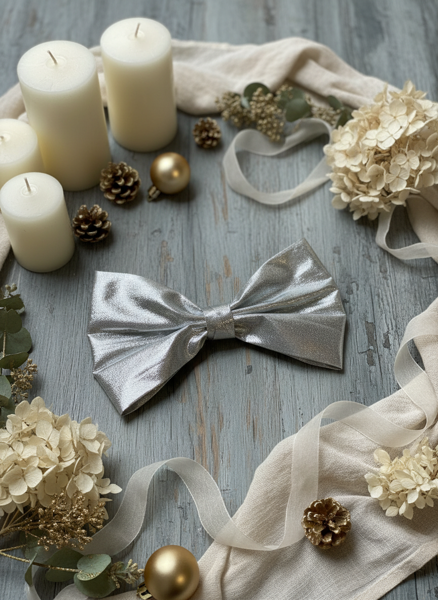 Organza Bow Tie - Silver