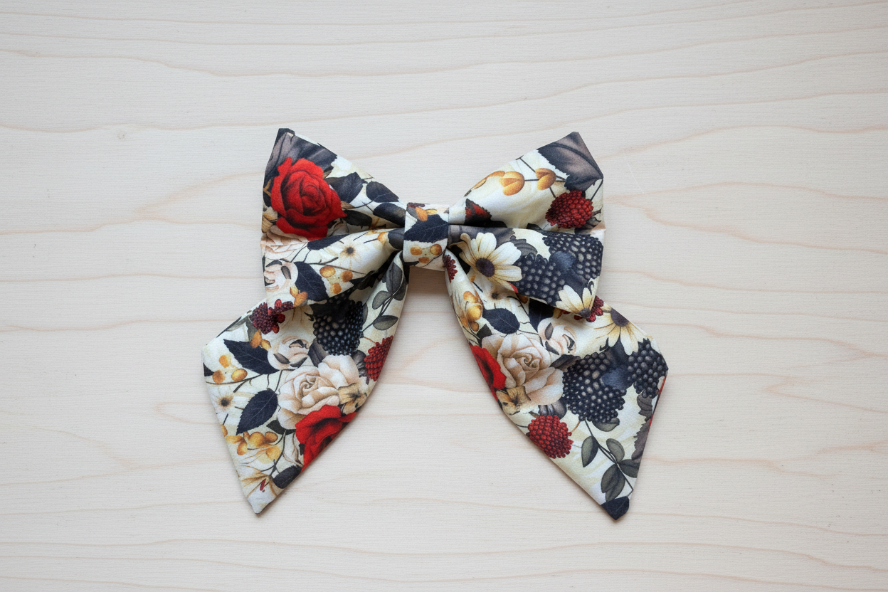 Vintage Winter Florals Sailor Bow