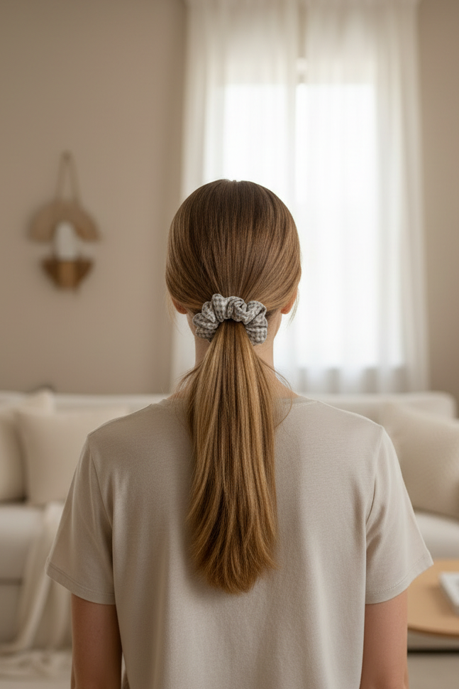 Matching Gingham Neutral Scrunchie