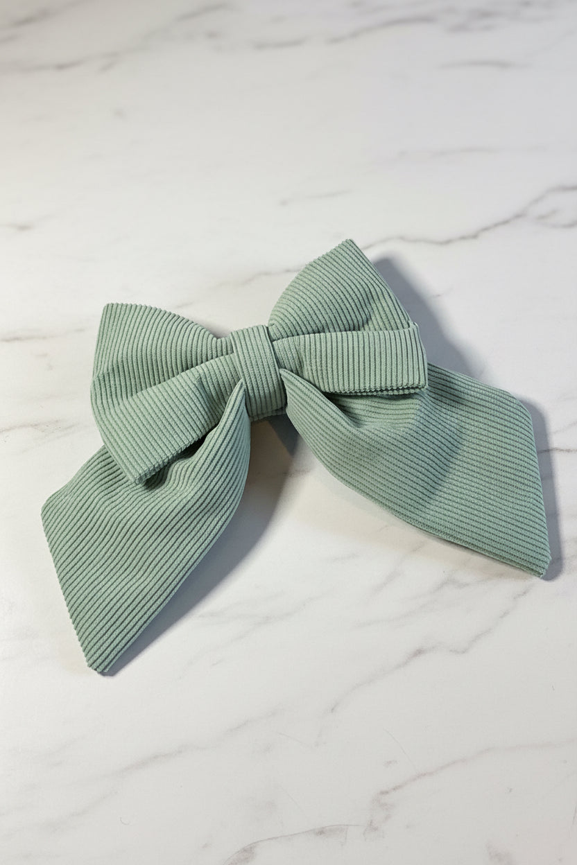 Pastel Dark Mint Corduroy Sailor Bow
