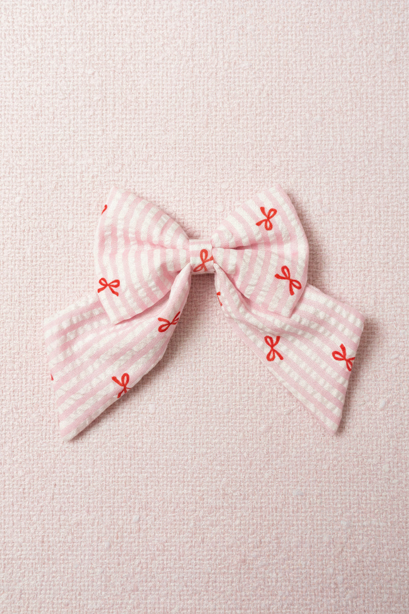 Pink Stripe & Bow Sailor Bow