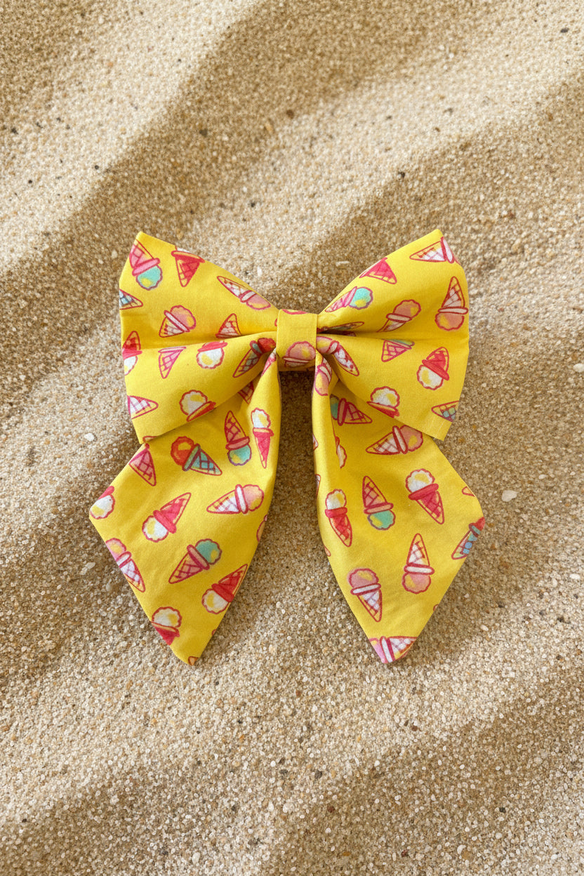 Ice Cream Print Dog Sailor Bow