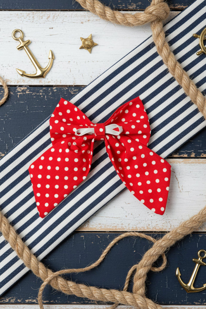Red Polka Dot Sailor Bow