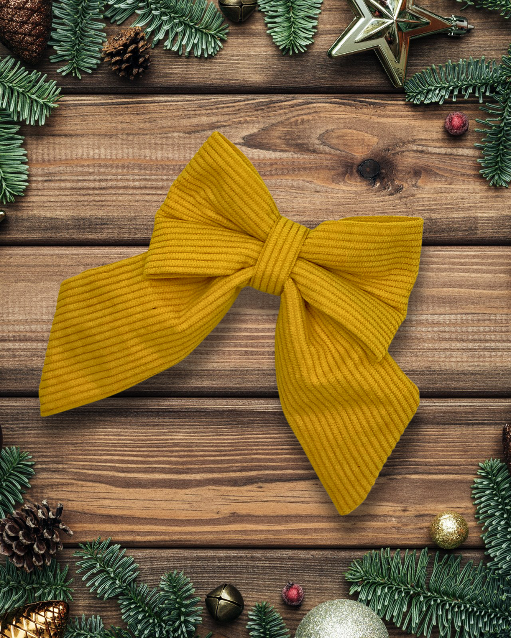 Yellow Corduroy Sailor Bow