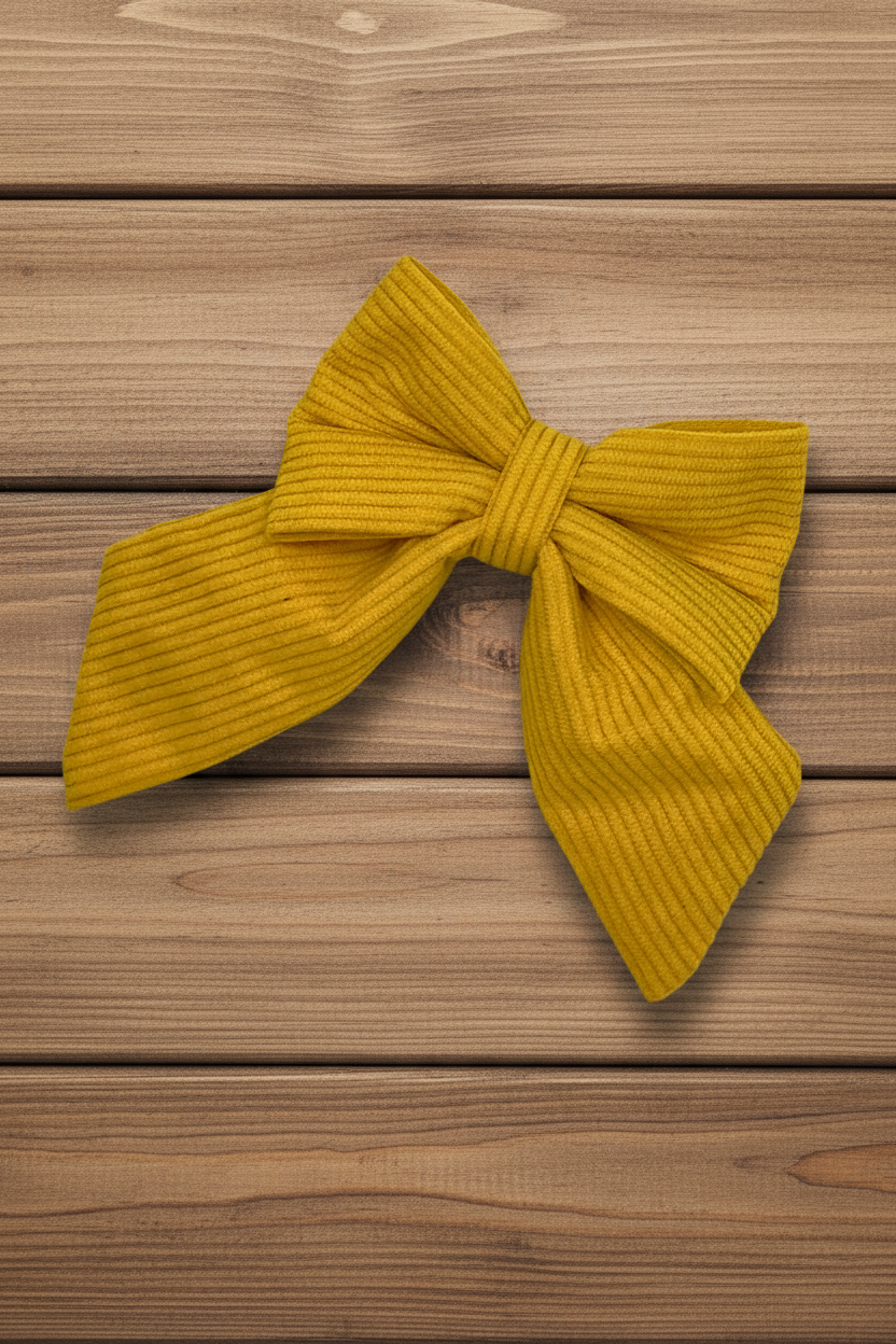 Yellow Corduroy Sailor Bow