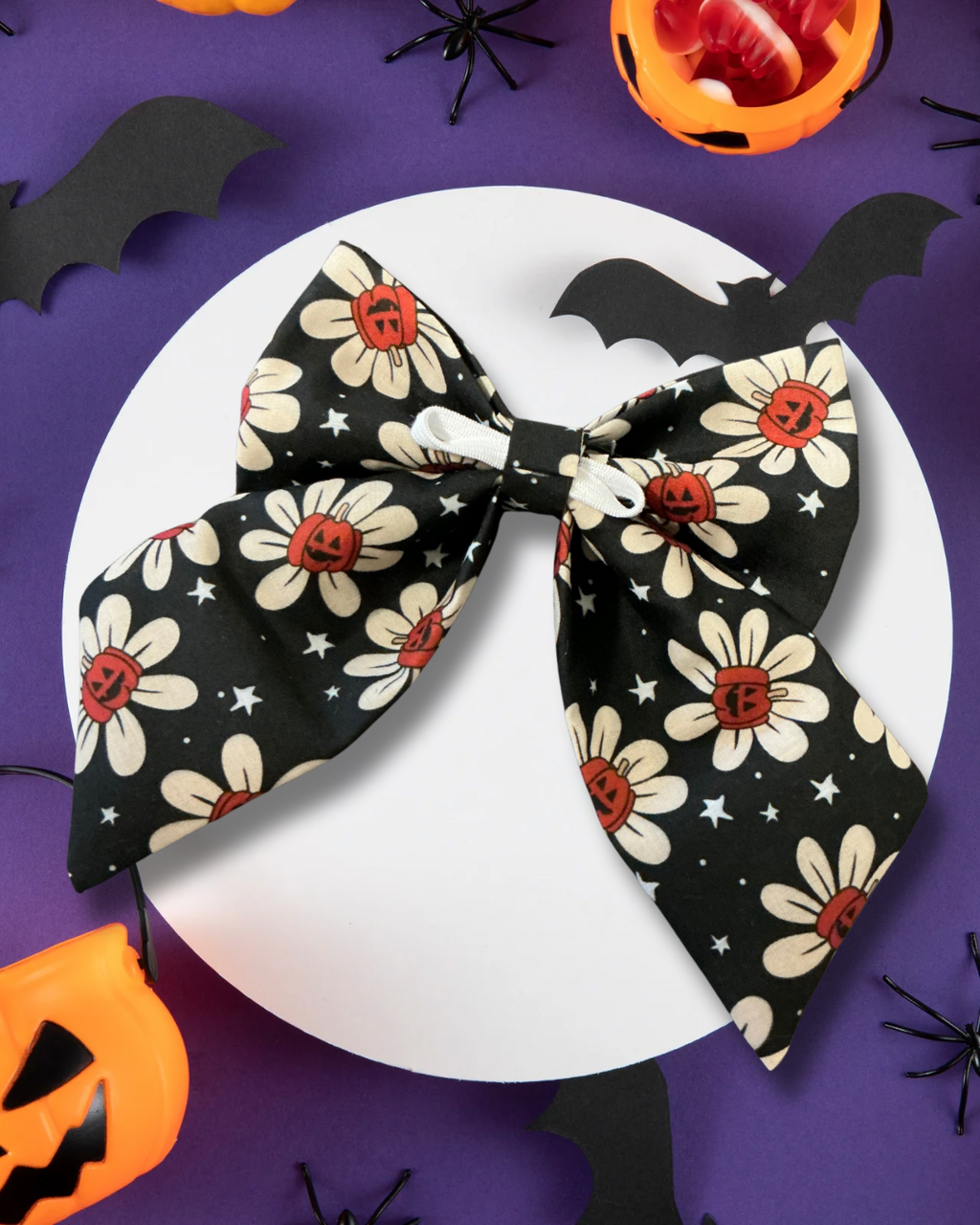 Pumpkin Flower Halloween Sailor Bow