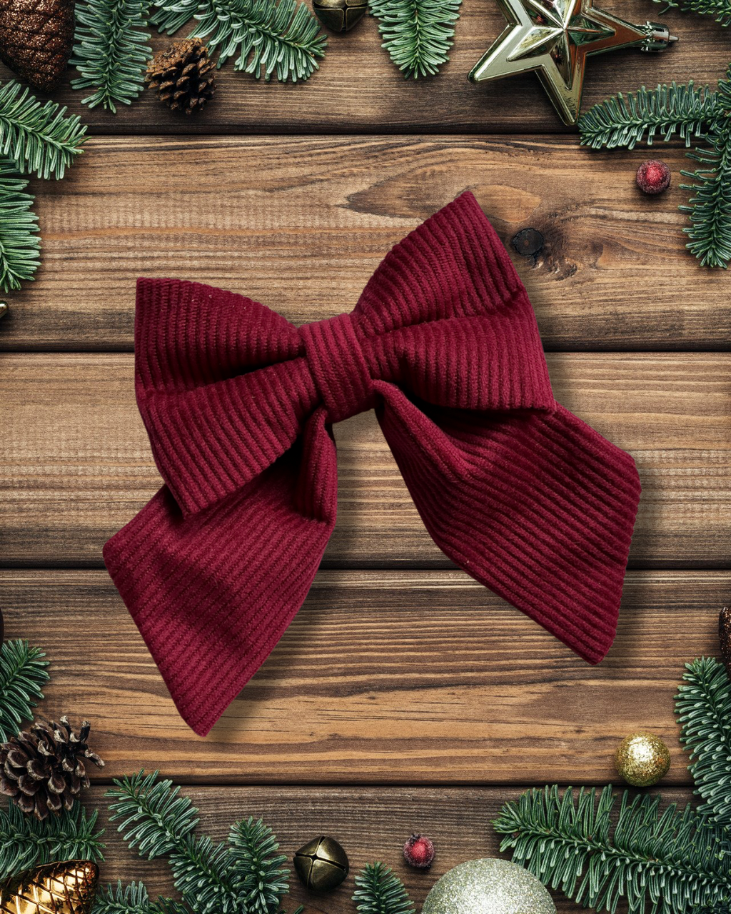 Burgundy Corduroy Sailor Bow