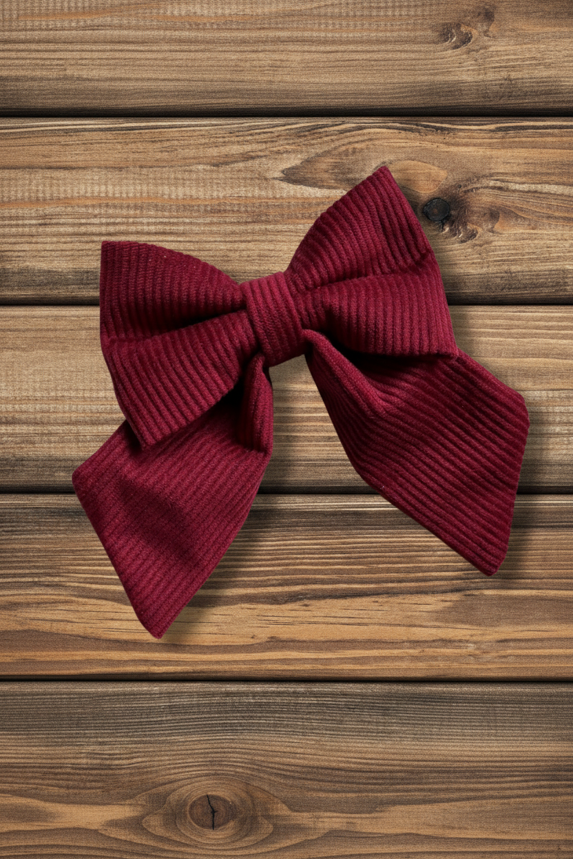 Burgundy Corduroy Sailor Bow