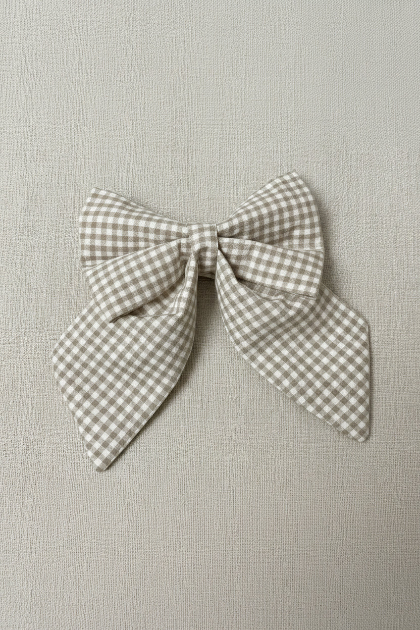 Neutrals Gingham Sailor Bow