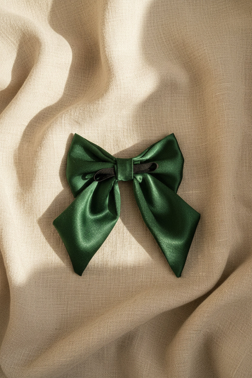 Social Season - Emerald Luxe Satin Sailor Bow