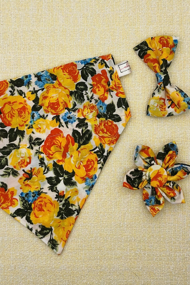 Fur-tastic Florals Yellow Sailor Bow