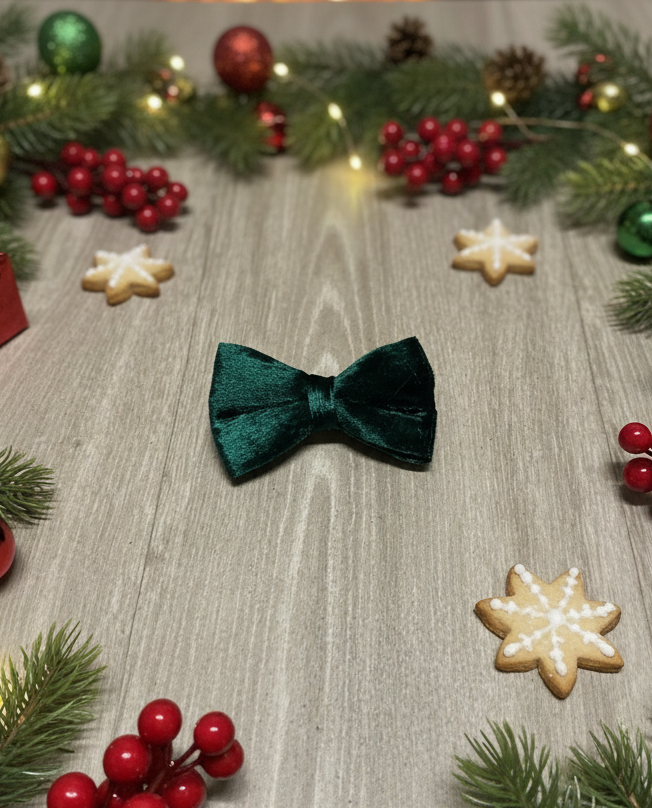 Crushed Velvet Bow Tie – Emerald Green