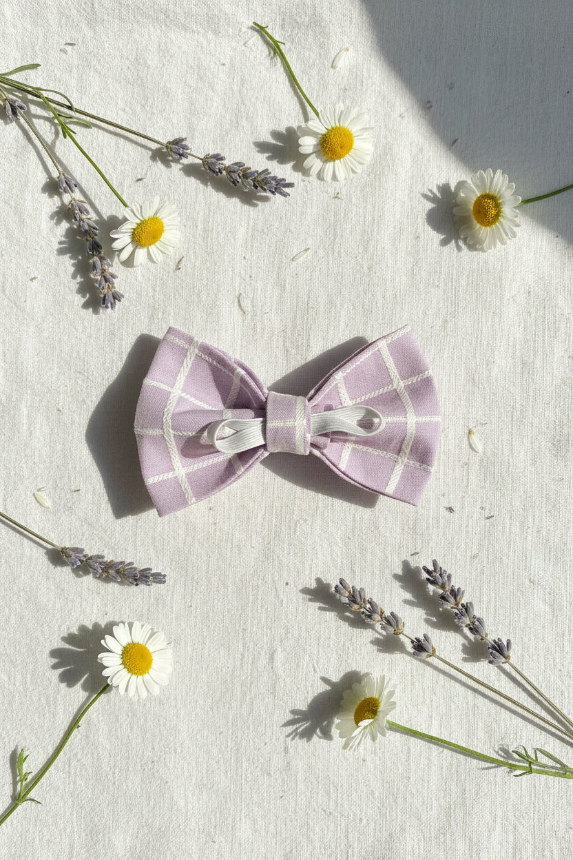 Lilac Lines Dog Bow Tie