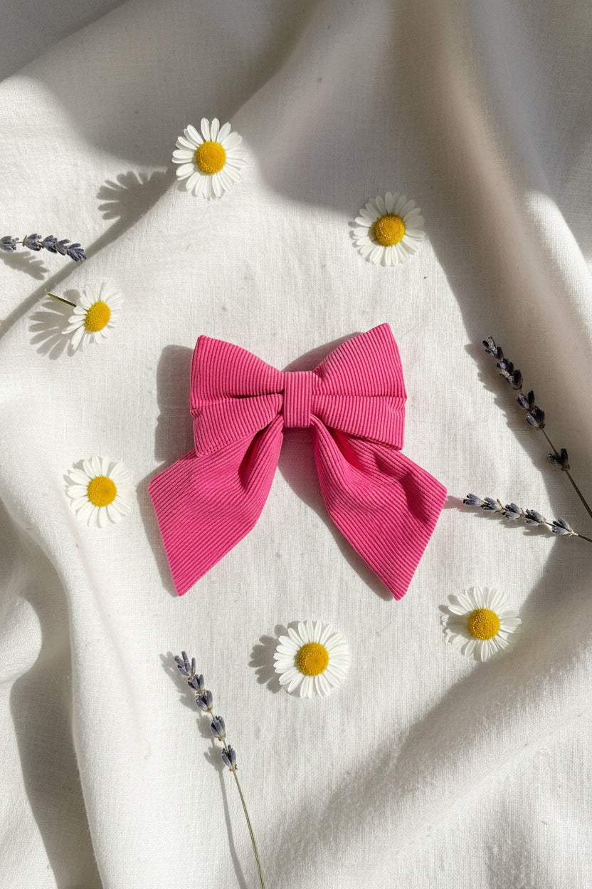 Everyday Corduroy Sailor Bow - Hot Pink
