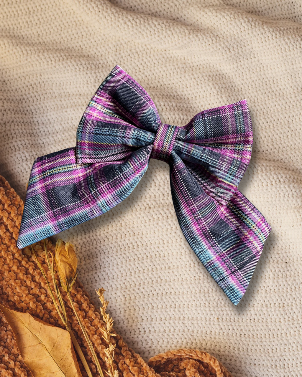Heritage Hound Sailor Bow - Purple Plaid