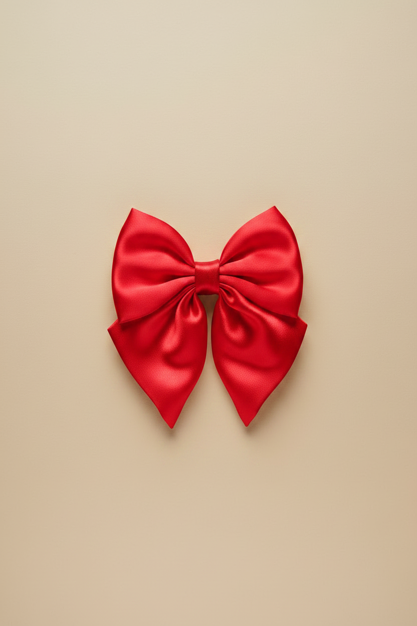 Little Satin Rambler Bow - Ruby Red