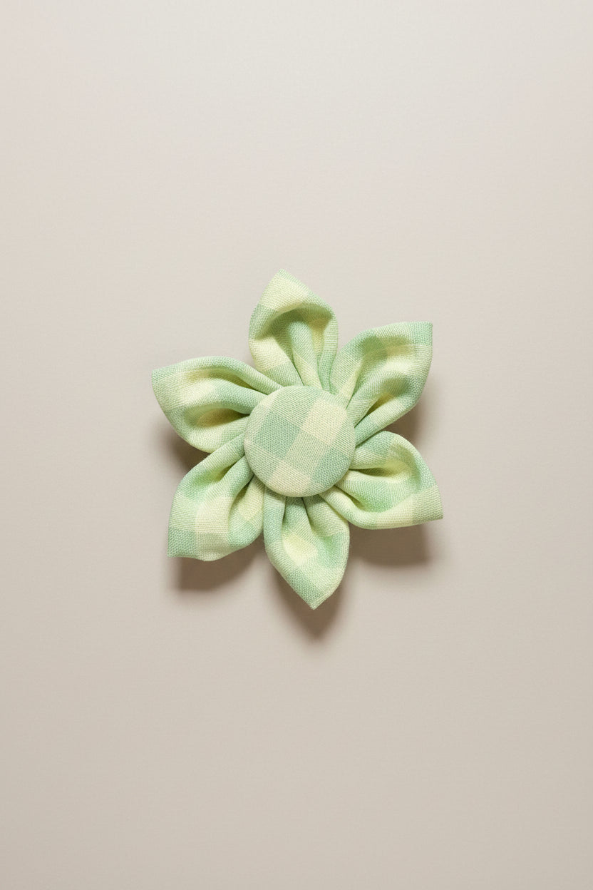 Heritage Hound - Sage Gingham Collar Flower