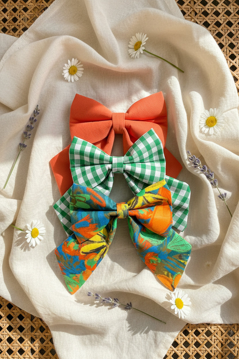 Everyday Corduroy Sailor Bow - Tangerine Pop