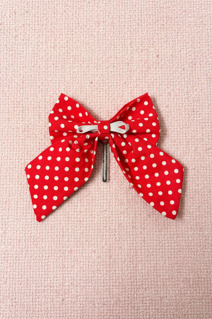 Red Polka Dot Love Heart Sailor Bow